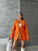 ELLO ETİKETLİ ÇENGELLİ İĞNE DETAYLI CEKET - Orange resmi